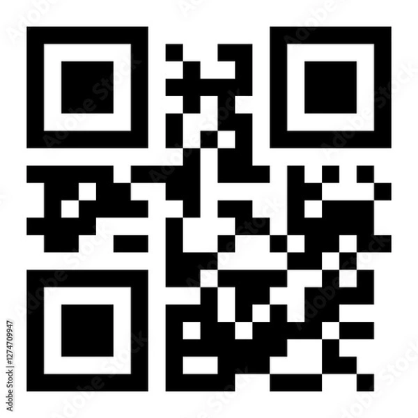 Fototapeta QR code that, when scanned, displays the words "Mission complete!". Scan QR code icon. Digital scanning QR code. Isolated on transparent background.