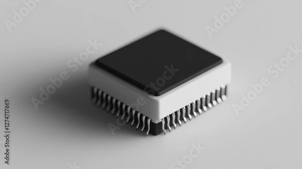 Obraz Semiconductor chip highlighted against a minimalist, monochrome background.