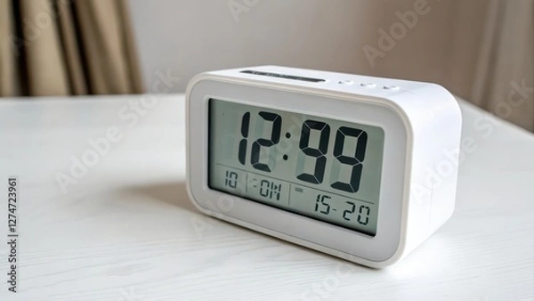Obraz White Digital Clock on White Surface