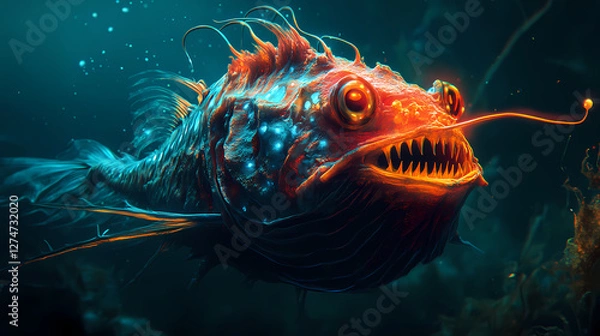 Fototapeta anglerfish deep bioluminescent