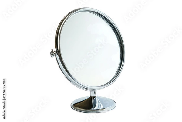 Obraz Reflecting serenity in a minimalist setting with a classic round mirror on a bright surface isolated on transparent background
