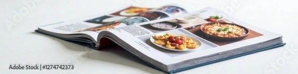 Fototapeta Magazine covers stacked on a white surface, print, design, editorial