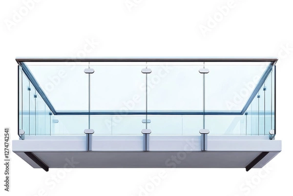 Obraz Modern glass balcony railing design showcasing elegance and minimalist architecture isolated on transparent background