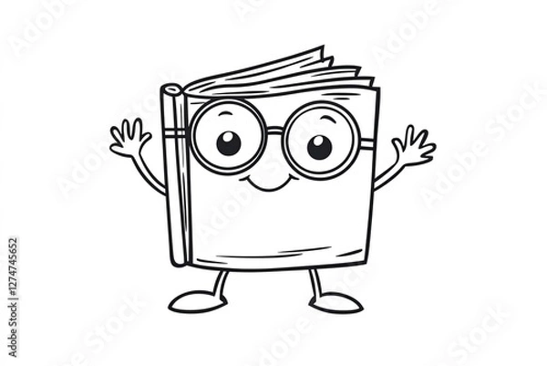 Obraz Little book with arms and legs, wearing round glasses.