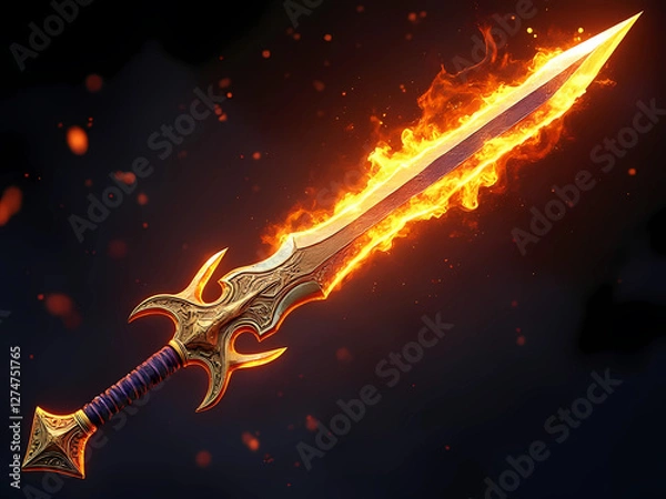 Obraz Gaming Asset - Fiery Sword