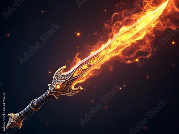 Obraz Gaming Asset - Fiery Sword