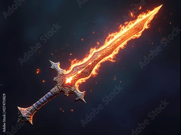 Obraz Gaming Asset - Fiery Sword