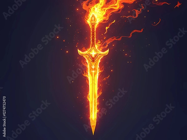 Obraz Gaming Asset - Fiery Sword