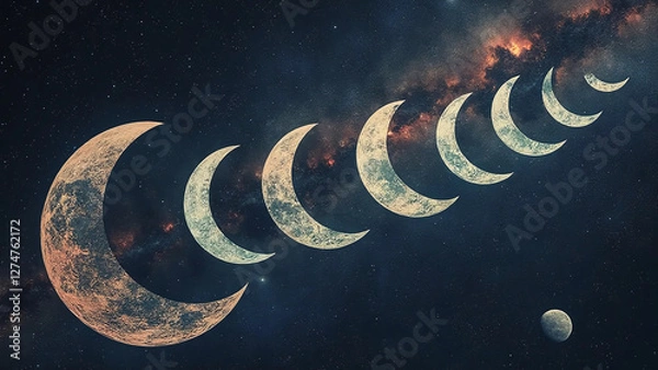 Obraz Circular Many Moon Rotation