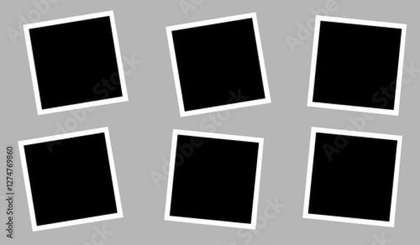 Fototapeta Six empty photo frames, misaligned vector collage template layout