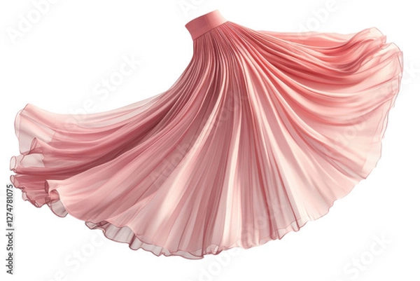 Fototapeta A flowing pink skirt twirling gracefully, showcasing elegance and movement in fashion design isolated on transparent background