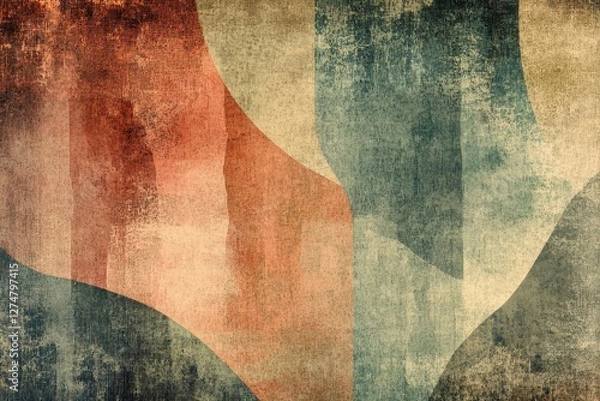 Obraz Abstract composition displays textured overlapping curves in muted colors