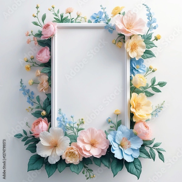 Fototapeta framework for invitation or congratulation, frame with flowers