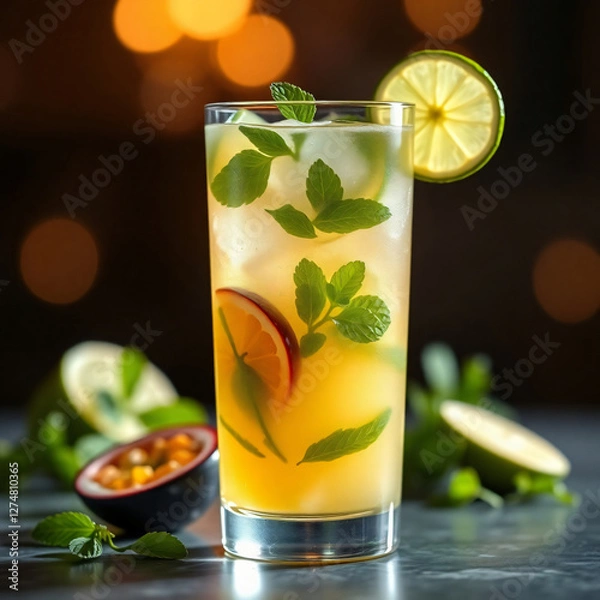 Obraz Passion Fruit Mojito - Muddled Mint and Lime Cocktail