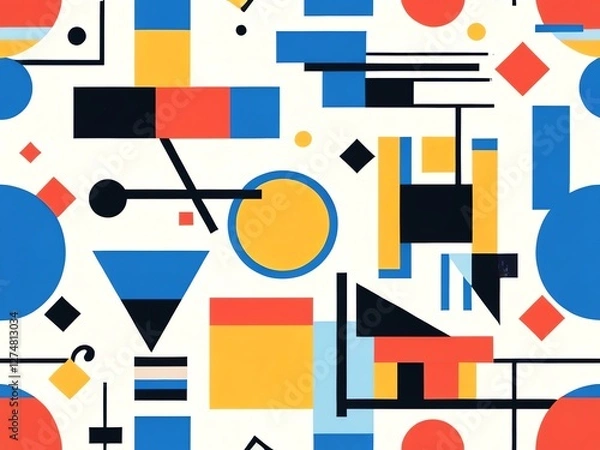 Fototapeta Abstract Geometric Composition: A vibrant interplay of shapes and colors in a modern art style.