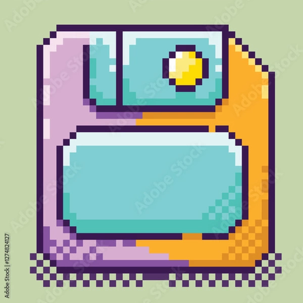 Obraz pixel art, floppy disk, editable vector, vector, computer peripherals, editable pixel art.