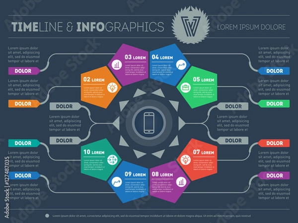 Fototapeta Part of the report with logo and icons set. Vector infographic o