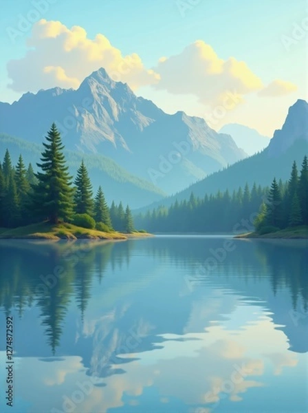 Fototapeta Lake and Mountain Range Reflection