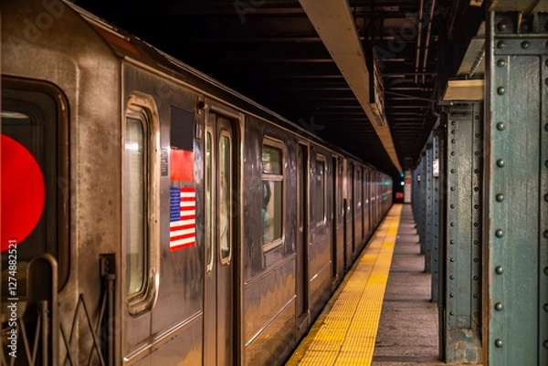 Obraz Crowd of people in a NYC subway station waiting for the train