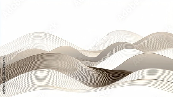 Fototapeta Abstract beige waves, flowing design, white background, website banner