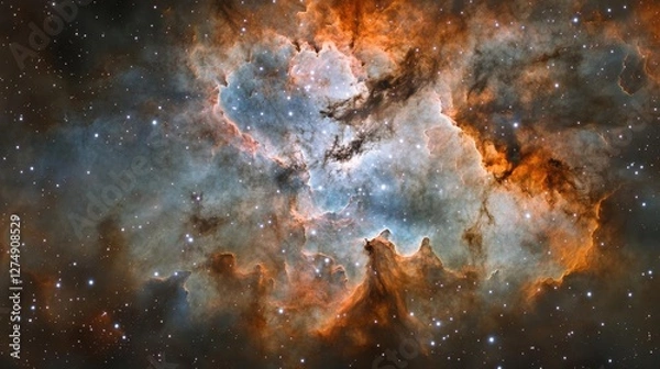 Fototapeta 5. Deep Space Nebula with Vibrant Star Clusters and Cosmic Dust Clouds in Galaxy Formation