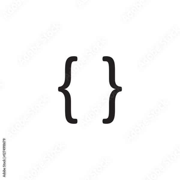 Fototapeta Curly braces, curly brackets icon.simple flat black trendy style illustration for web and app..eps