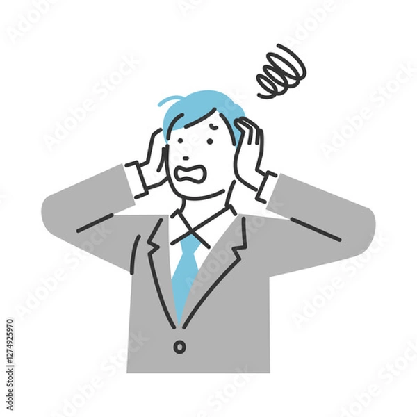 Fototapeta 頭を抱えるビジネスマンのイラスト