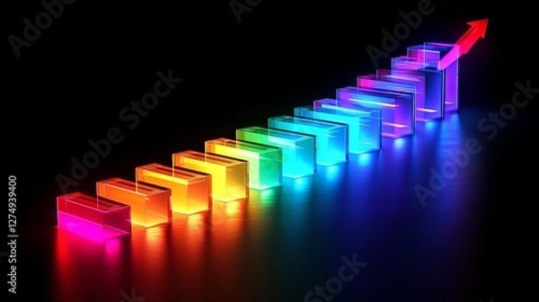 Obraz Abstract glowing graph with rising trend line symbolizing business growth and data-driven success.