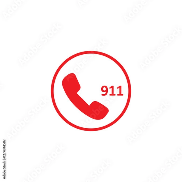 Fototapeta Call 911 phone number icon, vector simple illustration for web and app..eps