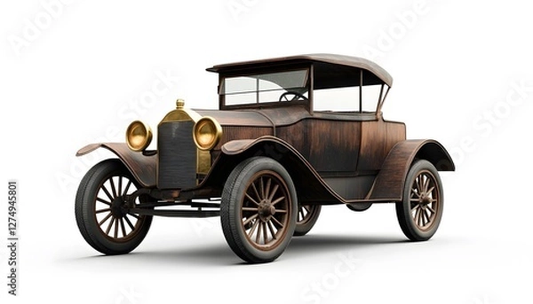 Fototapeta An antique automobile with a distinct weathered appearance