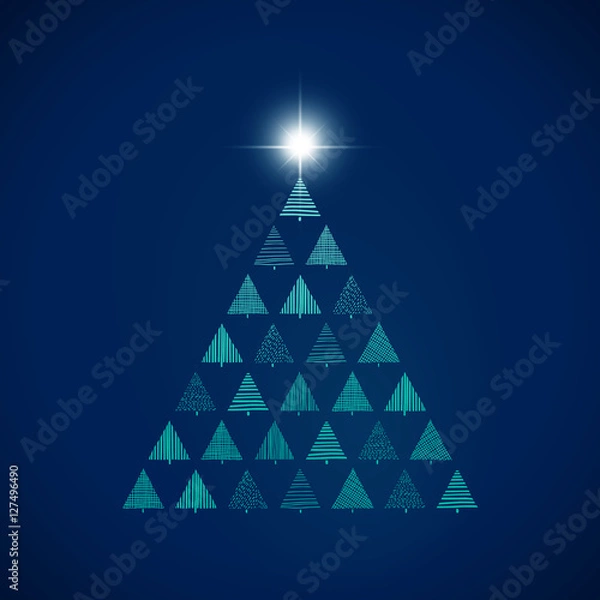 Obraz choinka turkus