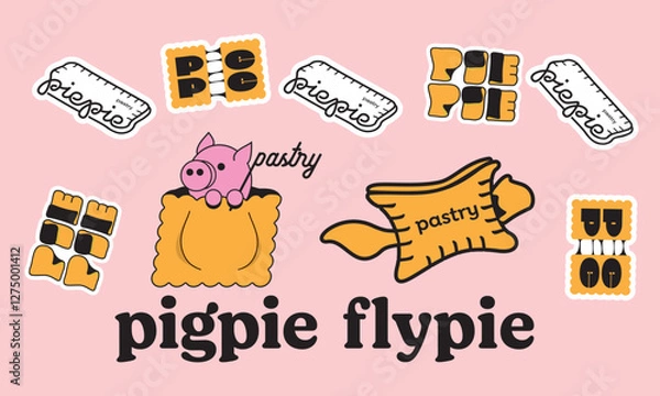 Obraz Puff pastry and pie sticker asset