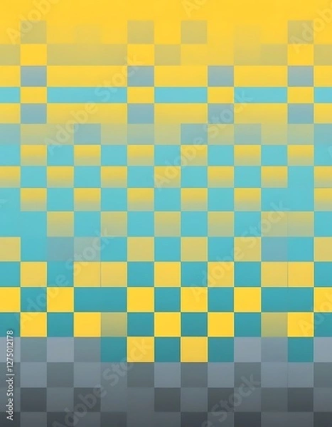 Fototapeta Modern Mosaic Gradient, A Textured Background in Yellow, Teal, and Grey