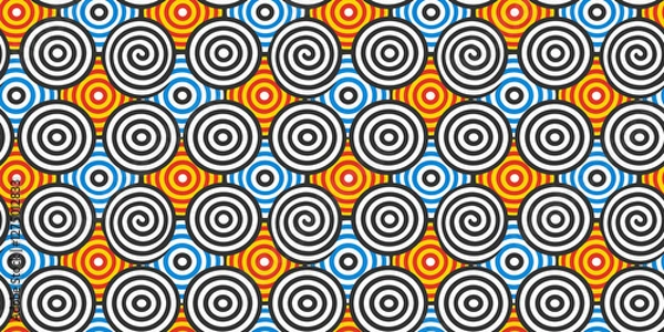 Fototapeta Vibrant geometric pattern with spiral circles and colorful background