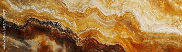 Fototapeta A stunning close-up of a natural stone surface featuring beautiful orange and brown patterns