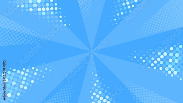 Obraz 青いキラキラしているサンバースト、集中線の背景ベクターイラスト