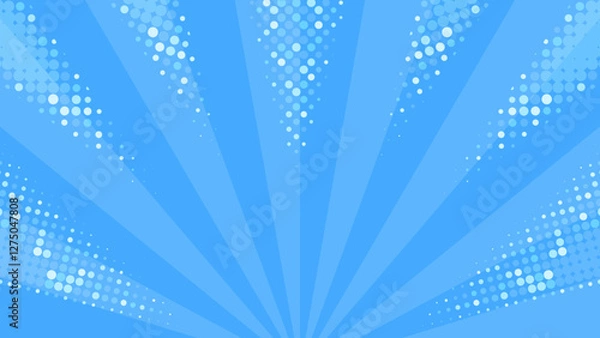 Fototapeta 青いポップアートな下側のサンバーストの背景ベクターイラスト
