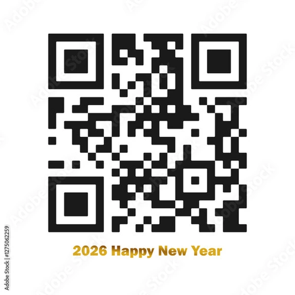 Fototapeta 2026 happy new year. Vector graphic illustration of the words "2026 Happy New Year" in a QR code.

