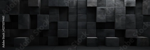 Obraz Geometric black cubes background with dark atmosphere for presentations