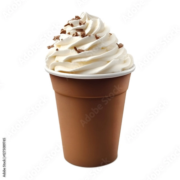 Fototapeta Frothy Mocha with Whipped Cream in a Takeaway Cup Capturing the Essence of Artisanal Coffee Culture