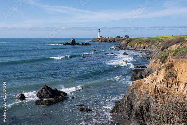 Fototapeta Pigeon Point Light Station State Historic Park on the California coastline south of San Francisco on the Cabrillo Highway.