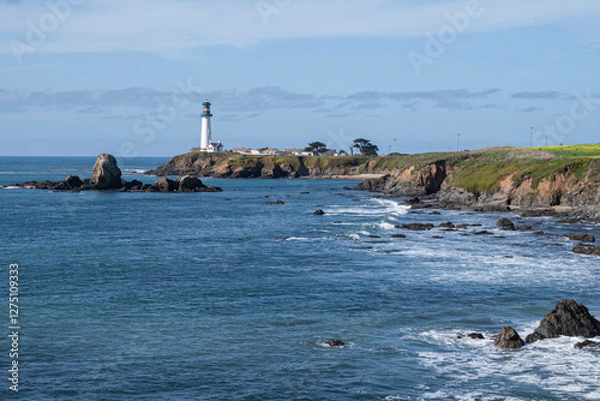 Fototapeta Pigeon Point Light Station State Historic Park on the California coastline south of San Francisco on the Cabrillo Highway.
