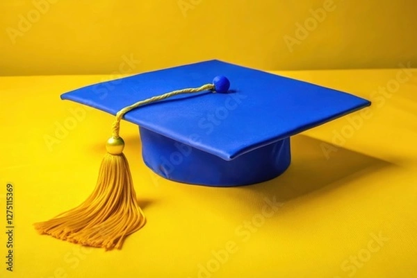 Fototapeta Celebrate graduation with this crisp, high-resolution PNG image of a royal blue cap and tassel.