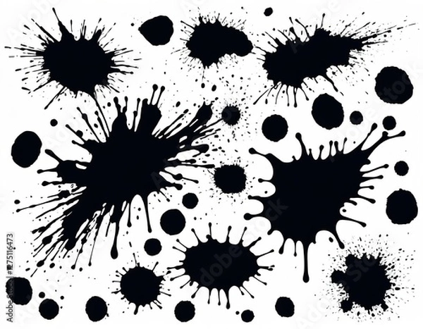 Fototapeta Abstract Black Ink Splatter Collection