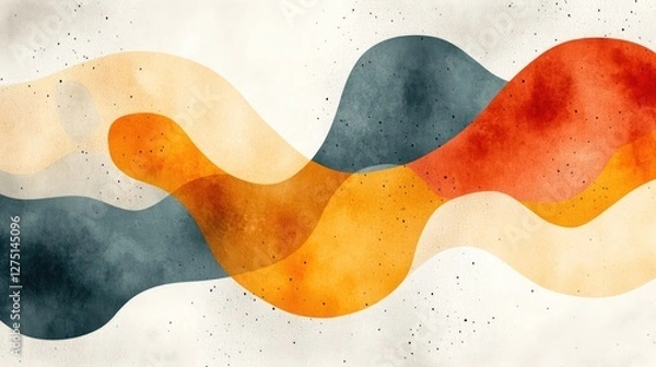 Fototapeta Abstract watercolor waves, layered colors, artistic design for background use