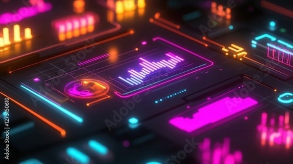 Fototapeta financial planning with budget allocation and investment strategies, symbolized by glowing charts and diagrams