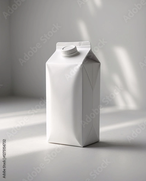 Fototapeta Blank of milk product package isolated on clean white background for branding and packaging design display Stock Photo Presentation