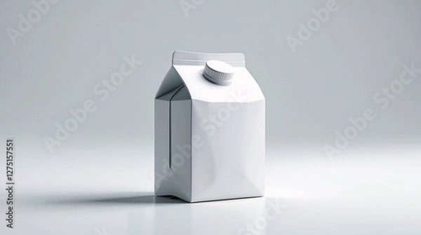 Fototapeta Clean white background with blank milk product for product branding mockup and packaging design presentation Stock Photo Presentation