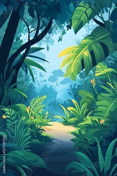 Fototapeta quiet rainforest with gentle shapes