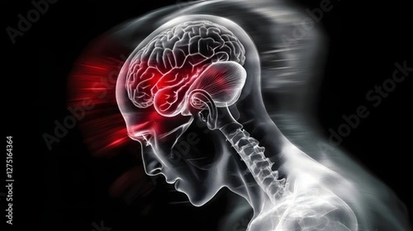 Fototapeta Transparent Brain Scan Revealing Internal Medical Conditions and Neurological Issues